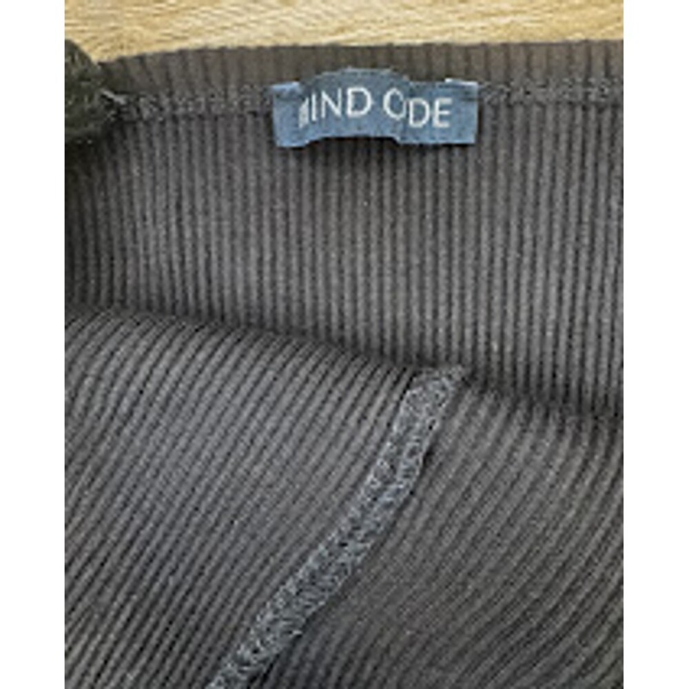 Mind Code Black Ribbed Mini Dress Small Snap Front Bodycon - Picture 4 of 5